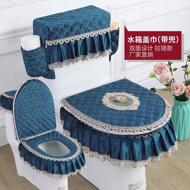 四季可用马桶三件套装马桶垫坐垫三件套水箱罩拉链坐便垫套马桶圈