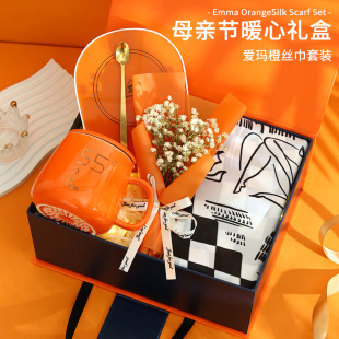 母亲节礼物送妈妈实用的梳子丝巾套装礼盒礼品生日礼物特别