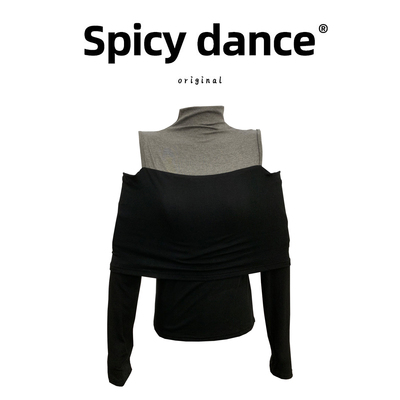 高领2025打底衫女内搭可外穿春秋冬设计感小众露肩假两件针织上衣