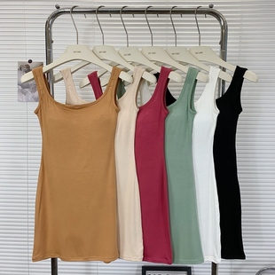 玫粉色法式辣妹无袖针织吊带连衣裙女春季修身显瘦气质包臀短裙子