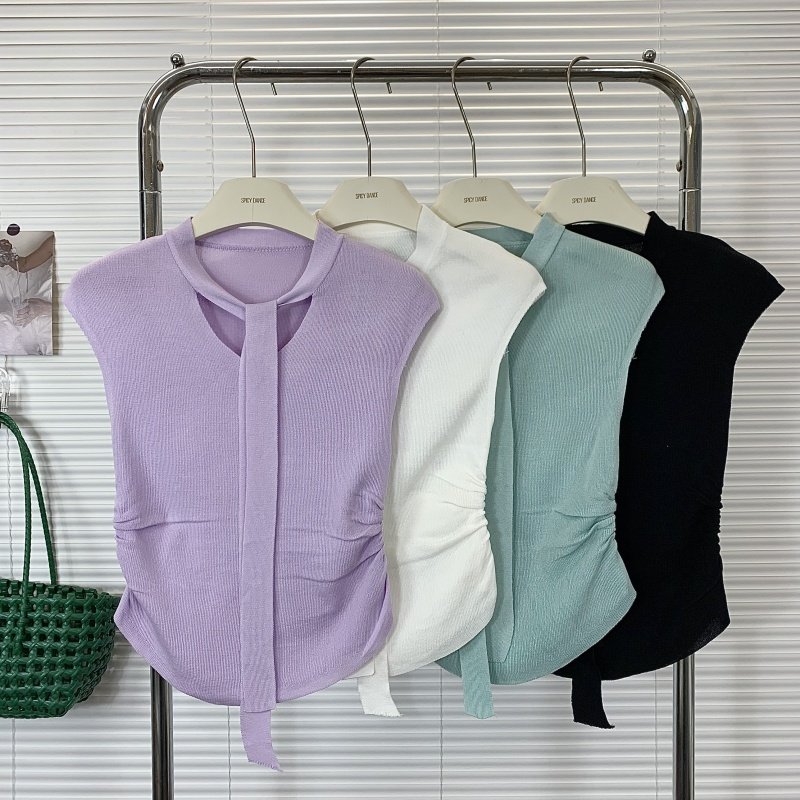 气质假两件披肩短袖t恤女