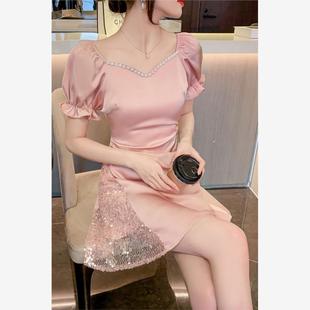 2025夏季 高级感炸街连衣裙收腰显瘦纯欲风小个子裙子 新款 甜美法式