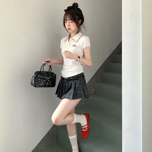 短裙少女减龄两件套 日系学院风休闲运动套装 女2025夏季 短袖 polo衫