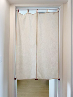 草原果ins吊带入户风水帘 房门帘遮挡帘半帘短帘亚麻隔断帘免打孔