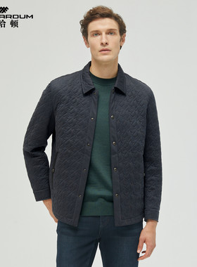 MENHARDUM/蔓哈顿秋冬新品中年商务翻领棉服时尚摩登针织棉衣外套