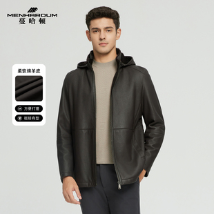 MENHARDUM 可脱卸皮毛一体皮衣舒适羊毛皮外套 蔓哈顿高端商务男装