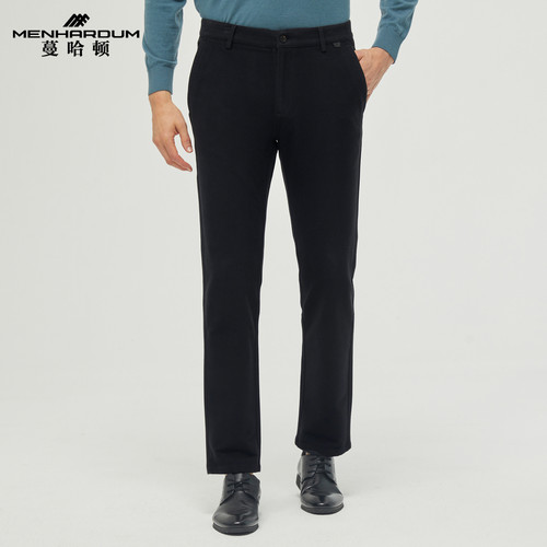 MENHARDUM/蔓哈顿秋冬新品中年保暖休闲裤合体舒适纯色休闲长裤男