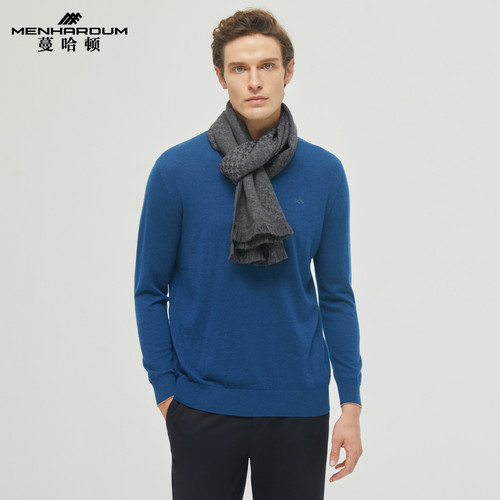 MENHARDUM/蔓哈顿秋冬新品柔软舒适羊毛衫桑蚕丝混纺羊绒衫毛衣男