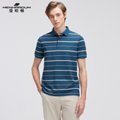 蔓哈顿夏装 新品 桑蚕丝混纺短袖 MENHARDUM Polo衫 商务休闲条纹T恤