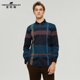 MENHARDUM 长绒棉长T T恤撞色格纹翻领开衫 蔓哈顿秋冬新品 纯棉长袖