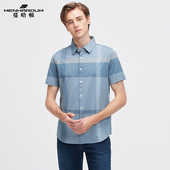 格子翻领短袖 MENHARDUM 衬衣男 桑蚕丝混纺短袖 衬衫 蔓哈顿夏装 新品