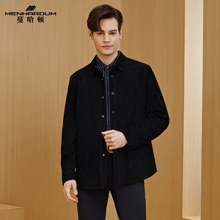 羊反绒外套翻领羊皮皮衣 高端商务男装 MENHARDUM 蔓哈顿秋冬新品