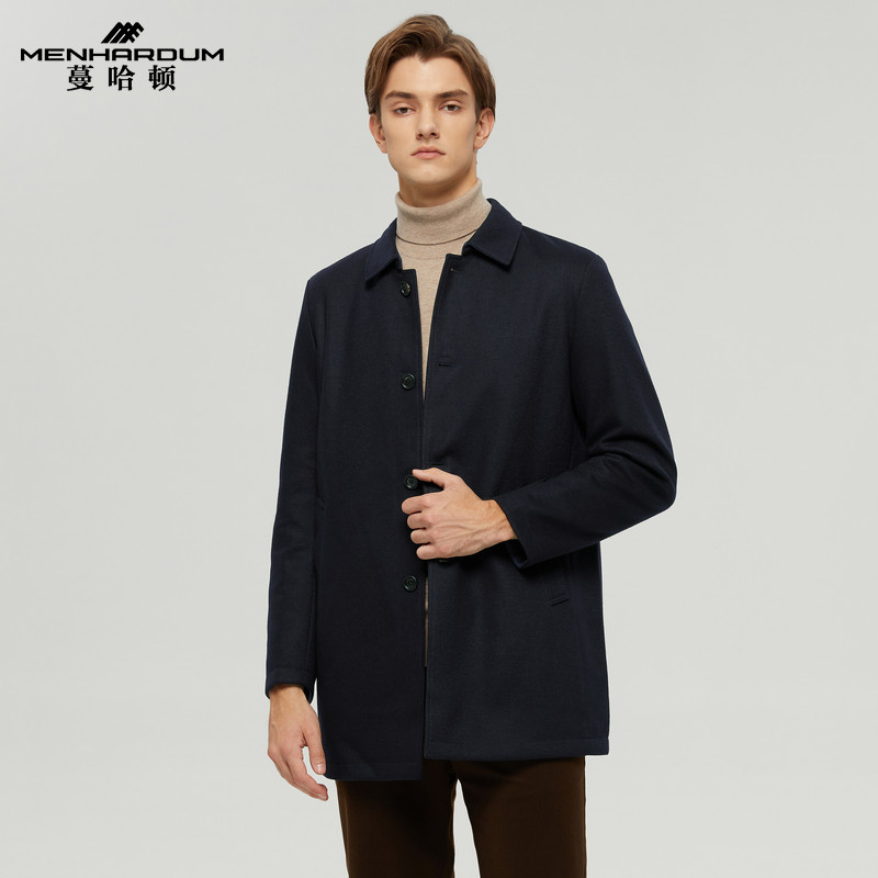 MENHARDUM/蔓哈顿冬装新品男士中长款翻领棉服中年爸爸装时尚棉衣