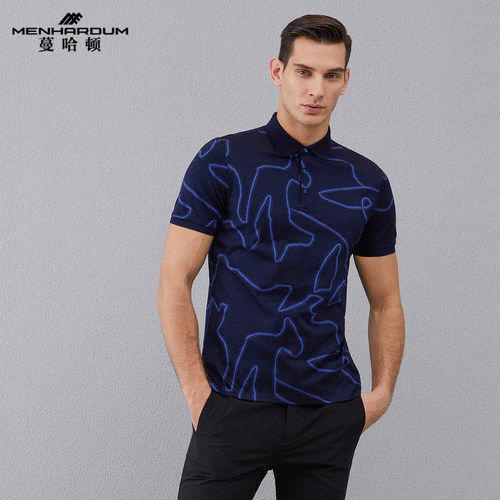 蔓哈顿夏季新款男士纯棉Polo衫中年爸爸装翻领T恤衫舒适短袖