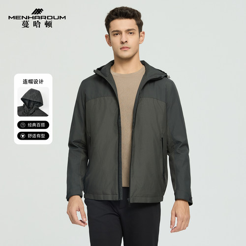 MENHARDUM/蔓哈顿冬季新品年轻简约连帽棉服儒雅时尚轻薄棉衣外套