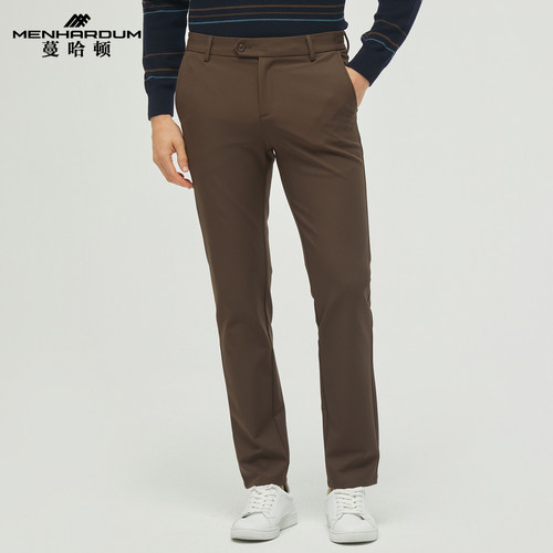 MENHARDUM/蔓哈顿秋冬新品微弹顺滑舒适休闲裤中年时尚纯色长裤男