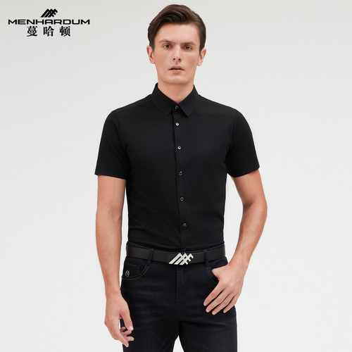蔓哈顿商务翻领开衫短T