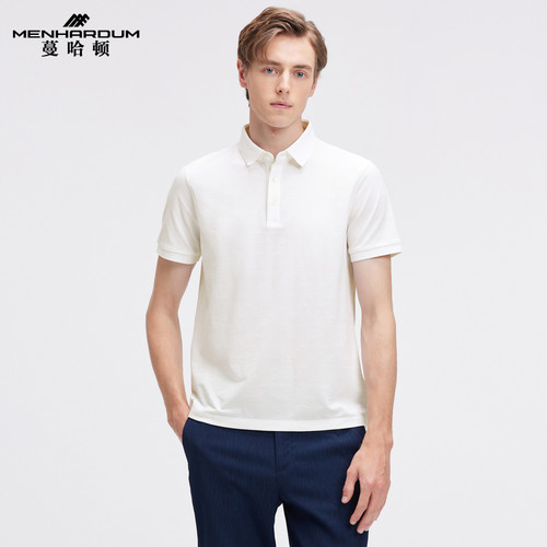 蔓哈顿桑蚕丝混纺短袖Polo衫