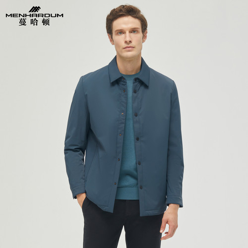 MENHARDUM/蔓哈顿秋冬新品白鹅绒羽绒服轻薄翻领风衣款羽绒外套男