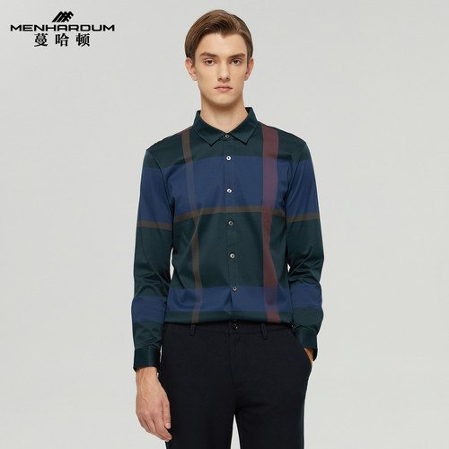 蔓哈顿纯棉针织长袖衬衫