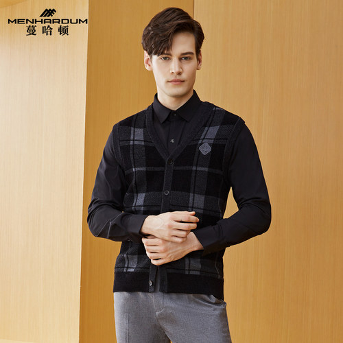 蔓哈顿绵羊毛混纺V领背心