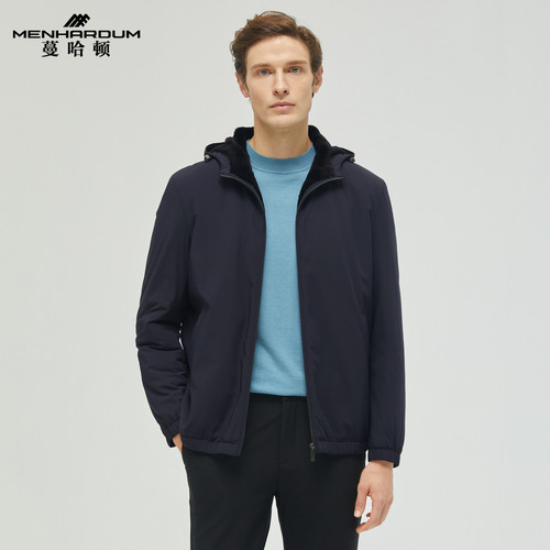 MENHARDUM/蔓哈顿冬季新品高端水貂毛皮尼克服短款连帽保暖皮草男