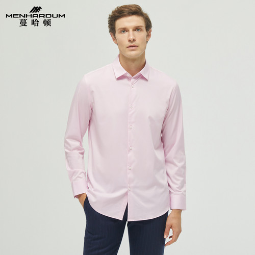 MENHARDUM/蔓哈顿秋冬新品商务男士正装衬衫纯色修身时尚长袖衬衣