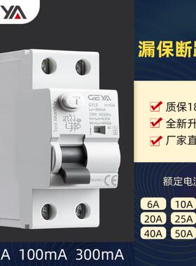 GEYA格亚GYL9电动机漏电保护器开关双汇流排 63A 25A 断路器2P 4P