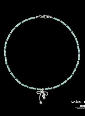 多喜商店【海风织梦】撞色珠光人鱼色芭蕾风蝴蝶结甜妹锁骨短项链