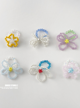 女串珠多巴胺小米珠编织撞色戒指