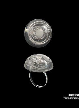 多喜商店【不朽情书】韩版马蹄花金属风树脂冷淡风通透螺旋纹戒指