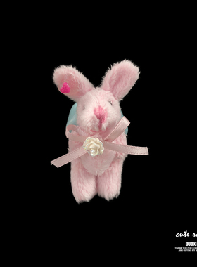 多喜商店【种花兔】长耳朵毛绒兔子爱心亚克力甜酷亚文化装饰戒指