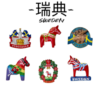 瑞典圣诞冰箱贴磁贴3D立体树脂冰箱装饰旅游纪念品2025新款