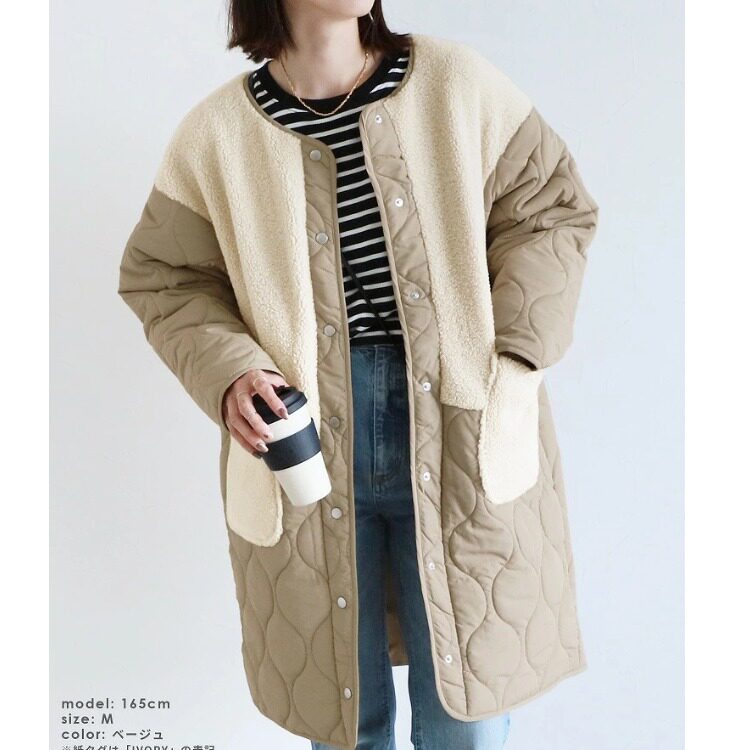 日系跨境外贸新款拼接棉服冬季2026设计感韩版中长款棉衣外套开衫
