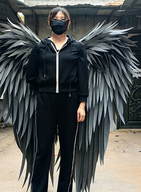 黑色海绵纸翅膀卡通天使翅膀魔兽道具模特拍照电影道具恶魔手工