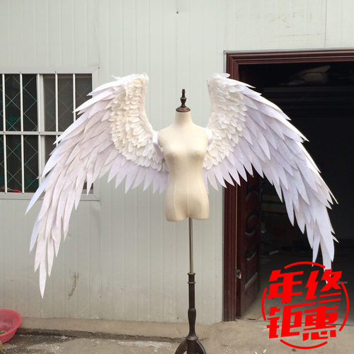 cosplay白色绒布羽毛天使翅膀开业车展成人模特走秀道具卡通游戏 - 封面