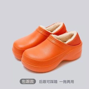 205 保暖家居防水防滑室内毛绒月子鞋 厚底棉拖鞋 包跟女士秋冬季