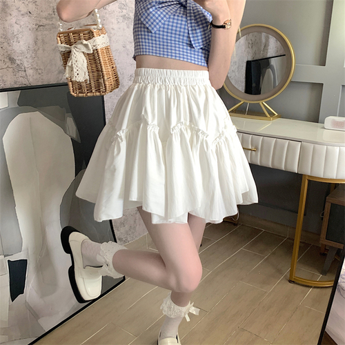 Real price summer versatile sweet skirt, irregular ear edge puffy skirt