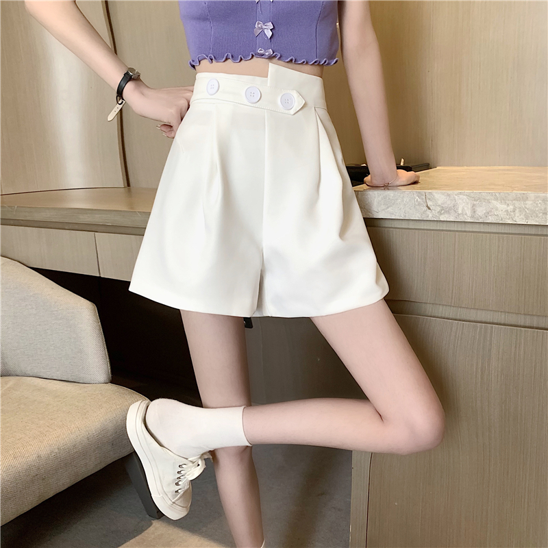 Real shot real price irregular design sense versatile slim high waist A-line wide leg pants casual Suit Shorts