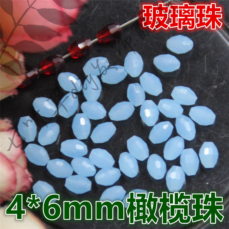 玻璃4*6mm橄榄珠直孔散珠米珠