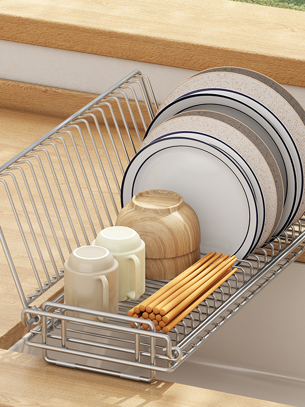 304不锈钢厨房碗碟架可折叠水槽上方碗盘锅具筷子收纳沥水置物架