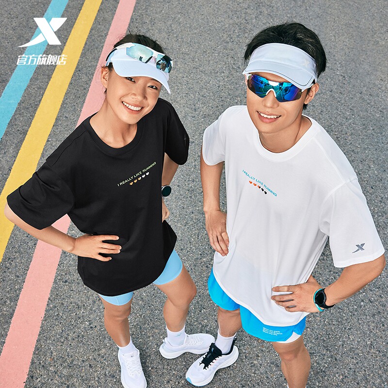 特步冰丝短袖透气运动T恤男女同款2026夏季新款情侣款休闲服跑步