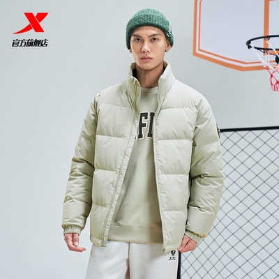 特步羽绒服男款2025冬季新款官方正品休闲上衣加绒加厚保暖男外套