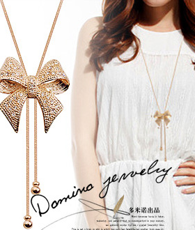 韩版水晶淑女风长款流苏毛衣链