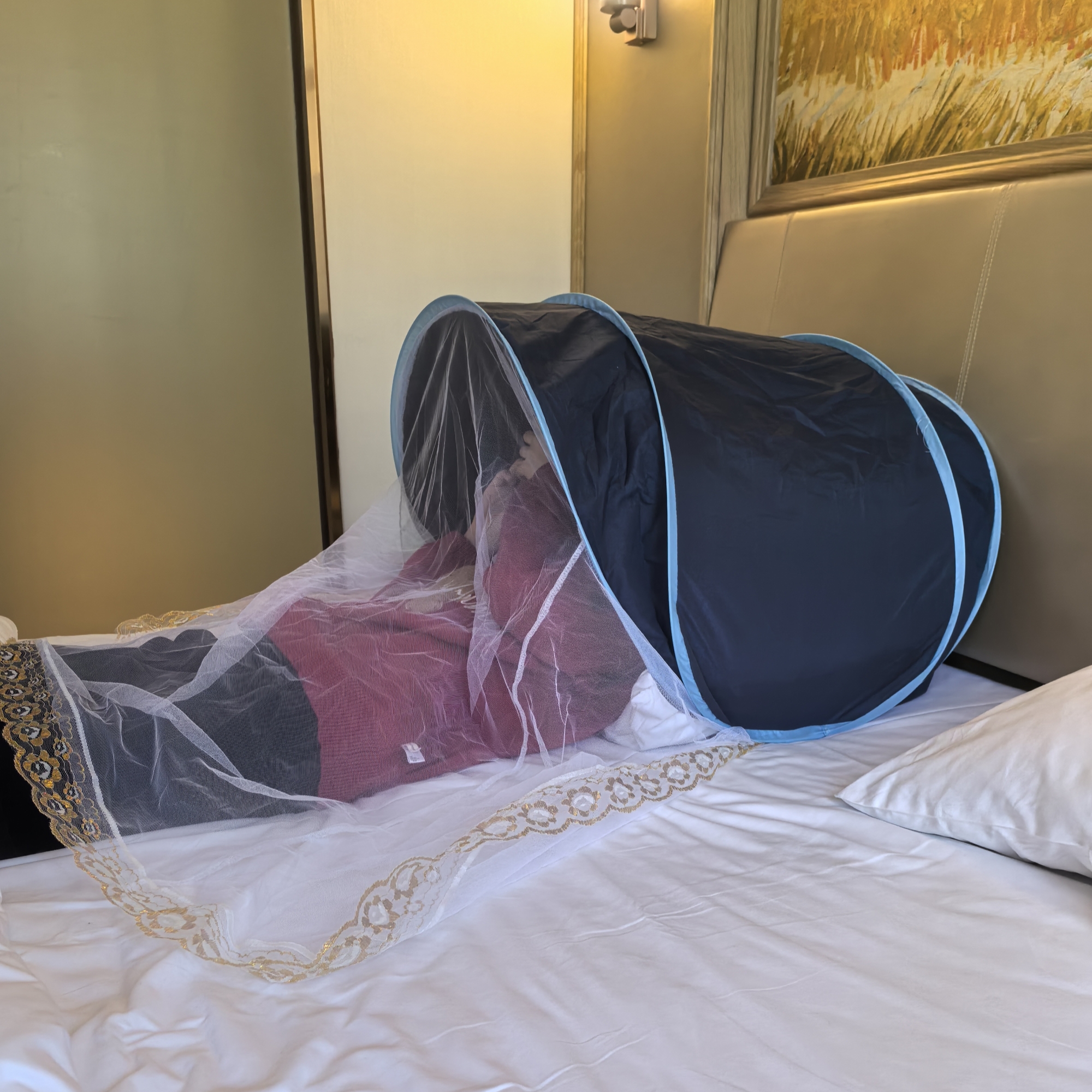 免安装防蚊头罩遮光助眠便携式小帐篷蚊帐旅行出差宿舍酒店打地铺