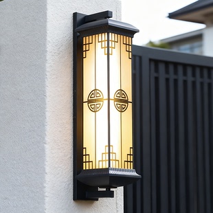 新中式太阳能壁灯户外防水庭院灯别墅大门两侧柱灯露台室外墙灯