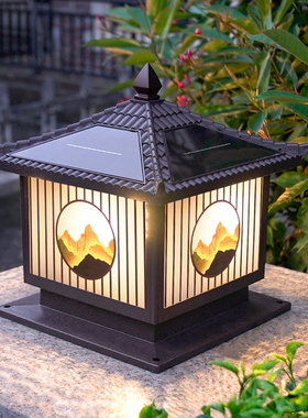 新款太阳能柱头灯户外庭院别墅柱子灯大门两侧室外防水围墙门柱灯