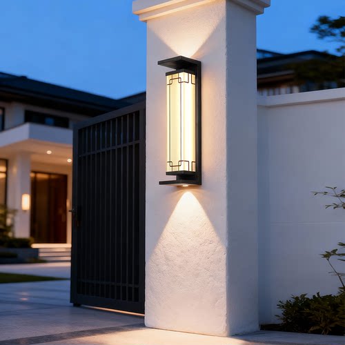 新中式复古窗花壁灯太阳能户外