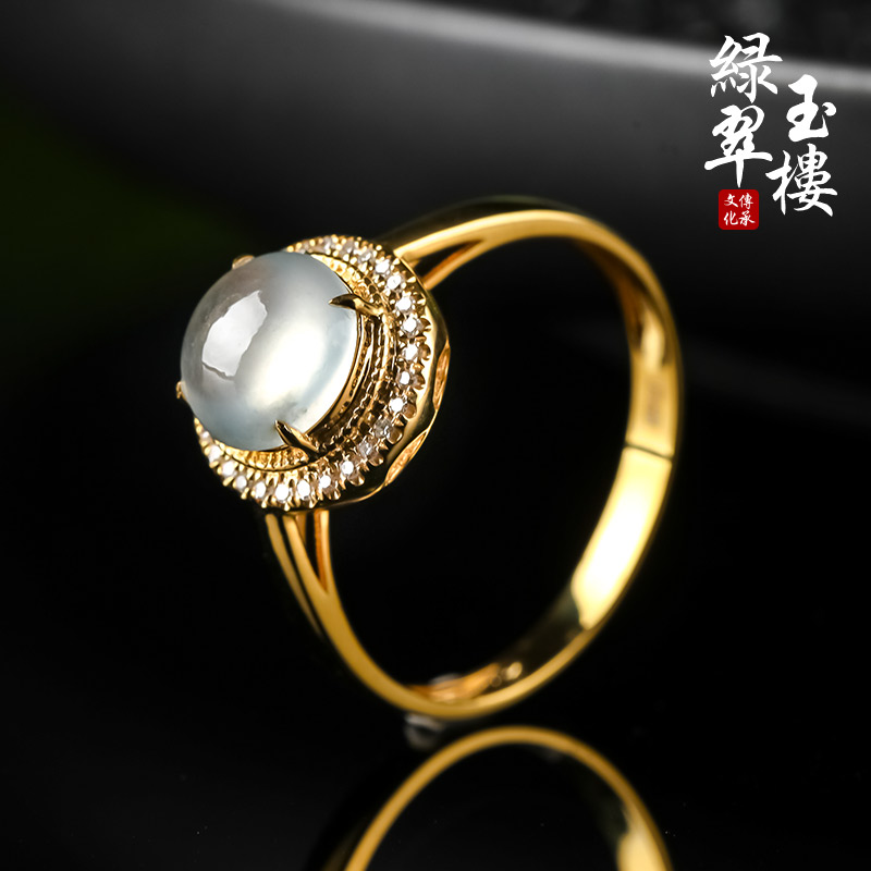 缅甸翡翠戒指女冰种正品