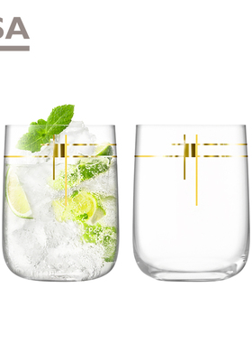 英国lsa进口轻奢描金水杯大容量啤酒杯水晶玻璃冷饮料杯鸡尾酒杯